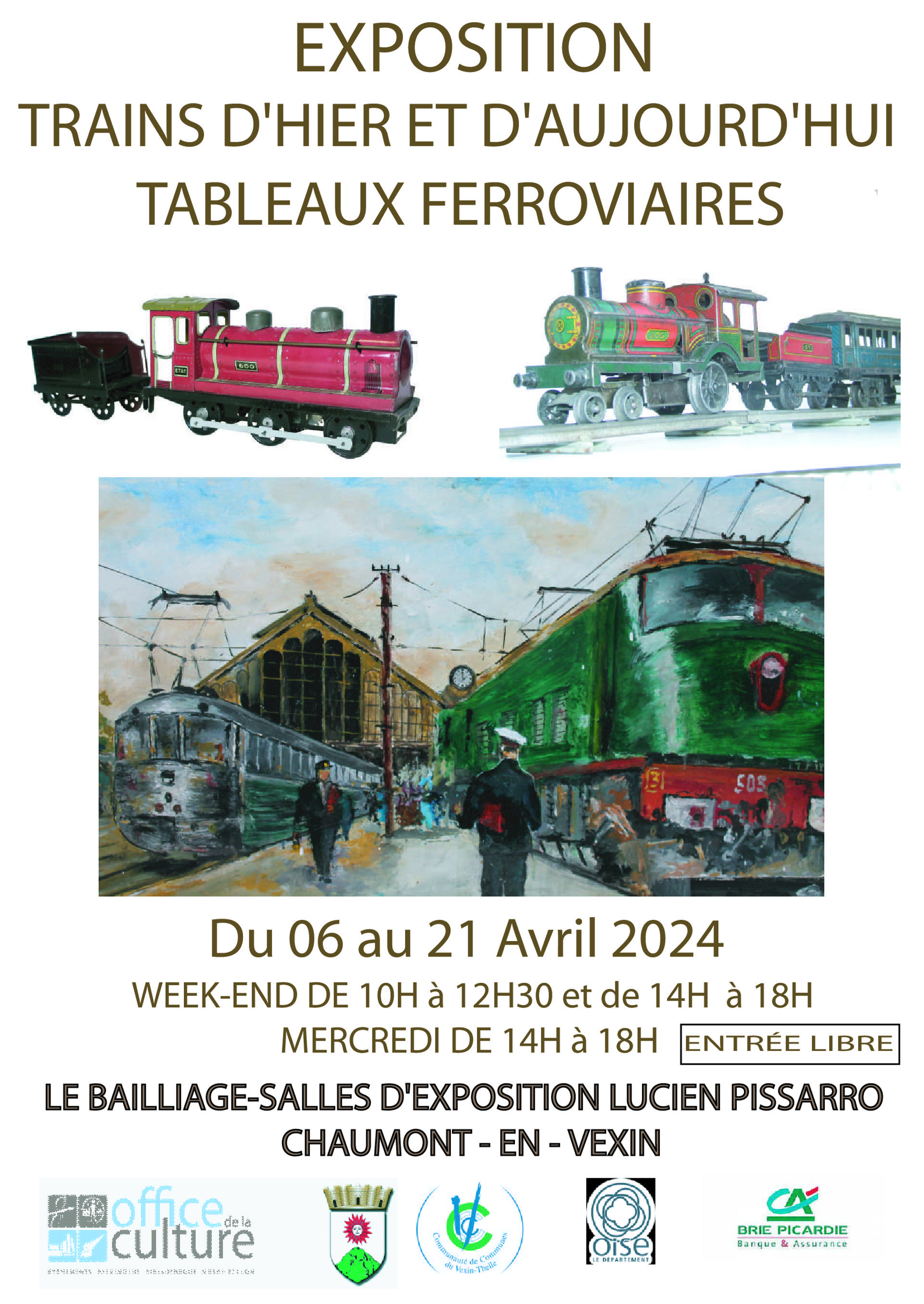 Exposition Trains d'hier et d'aujourd'hui - Tableaux Ferroviaires - office de la culture DC 2 Trains d'hier et Tableau gare du nord